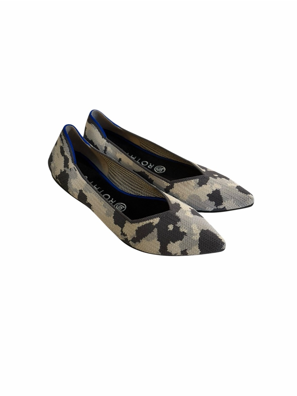 Rothy's Pointed Toe Flats in Gray Camo Knit